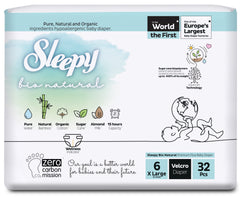 Sleepy Bio Natural Ultra Sensitive Baby Diapers | Size 6 (15-25 kg) | Pack of 32